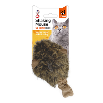 Pull String & Sound Chip Brown Shaking Mouse Cat Toy
