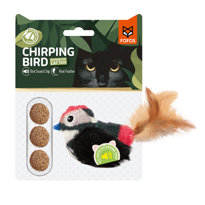 Sound Chip Black Bird w/ Catnip Balls