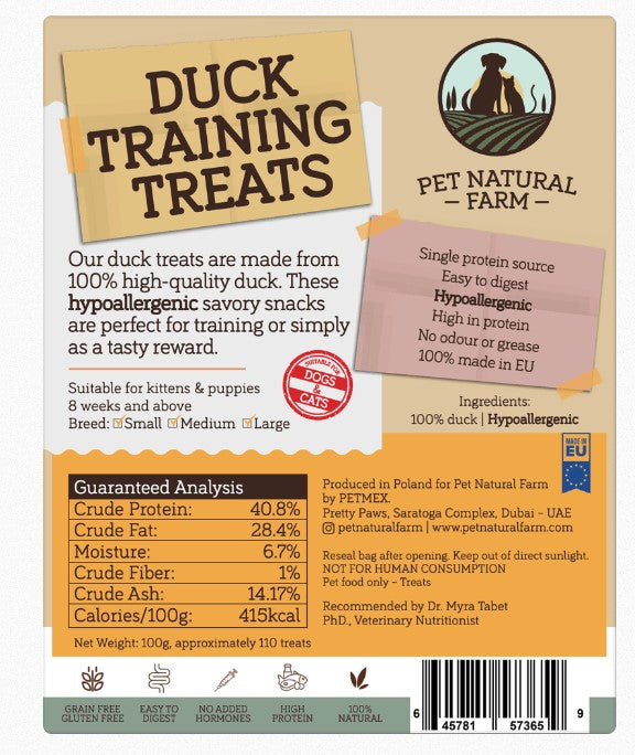 Duck Training Treats for Cats & Dogs 100g
